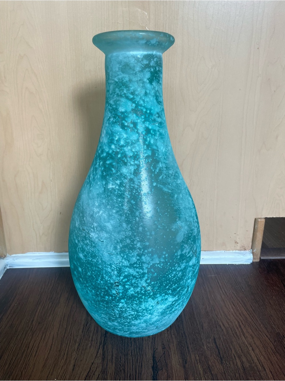 HandMade READ Vidrios San Miguel 100% Recycled Glass 16” Vase Made In Spain Aqua